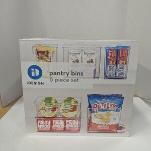 iDesign Stackable Pantry Bins – 6pc Clear Set with Handles, USA Made